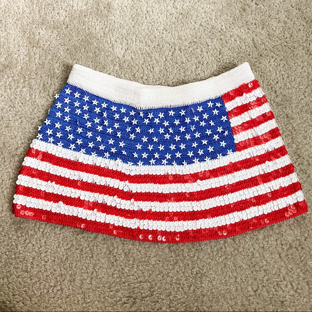 Hustler 🇺🇸 Size S/M American Flag Sequin Skirt